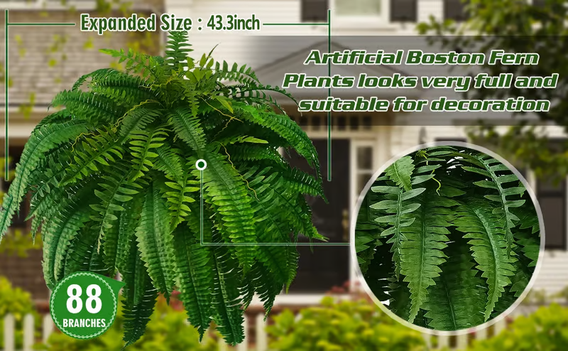 🌿 UV Resistant Lifelike Artificial Boston Fern